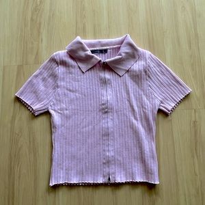 Light pink Carmar collard zip-up shirt. Size small! New without tags! Never worn